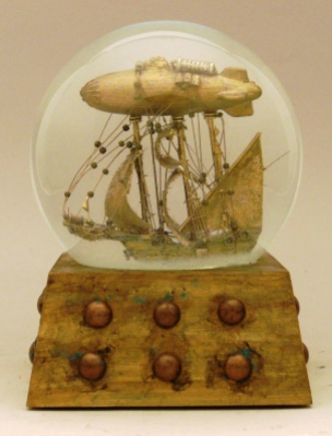 Journey to the Stars airship snow globe, Camryn Forrest Designs, Denver Colorado USA
